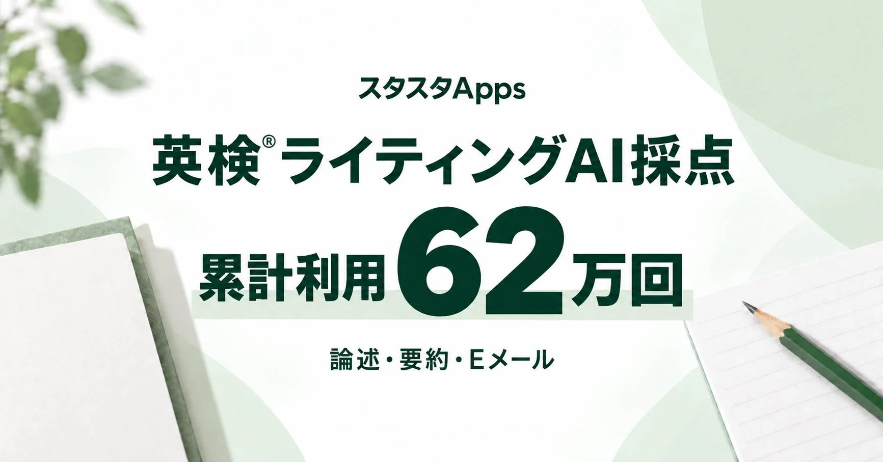 英検®ライティングAI採点 累計利用 62万回