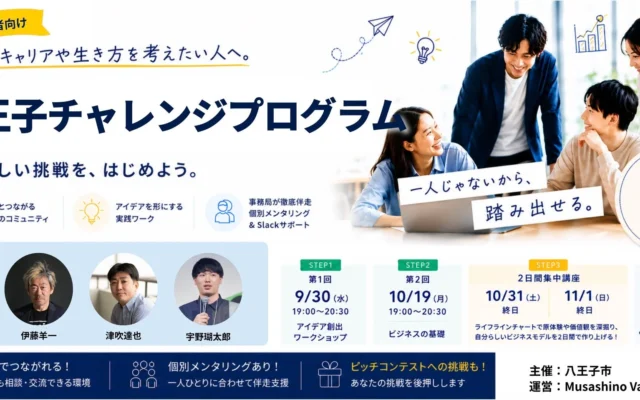 「八王子チャレンジプログラム」で未来を拓く！学生から30代の若者向け、アイデア創出から事業計画までを支援する無料実践プログラム