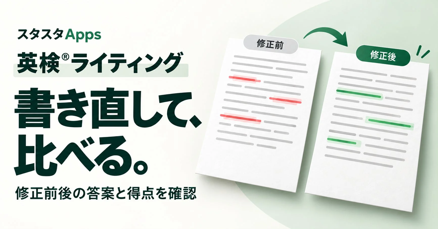 英検®ライティング 書き直して、比べる。修正前後の答案と得点を確認