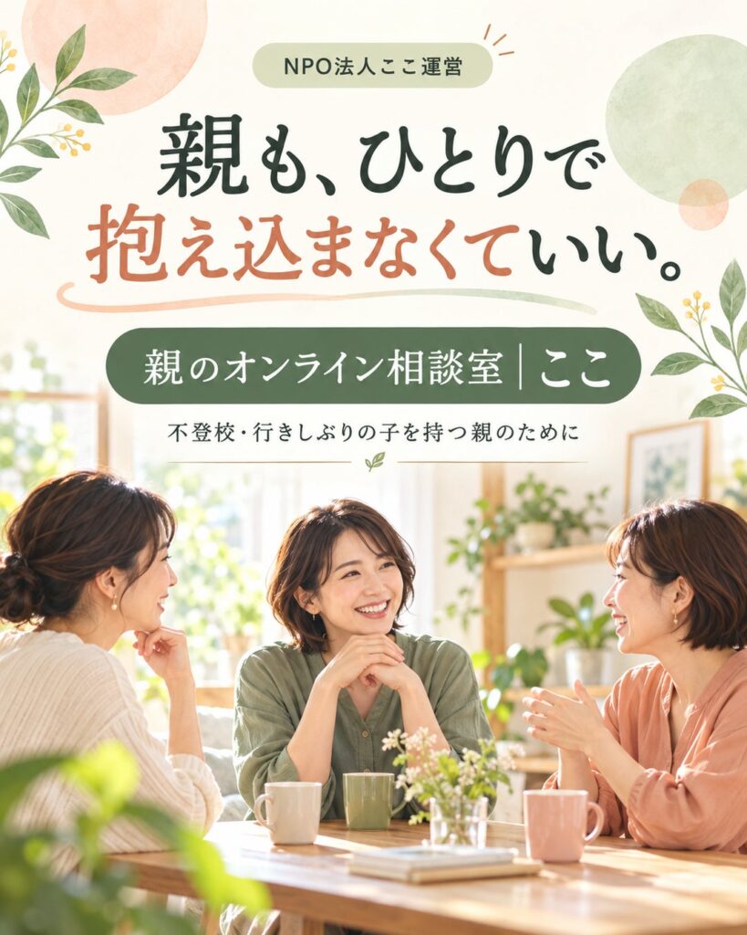 不登校の悩みを、親ひとりで抱えないために NPO法人ここがオンライン相談室を開設