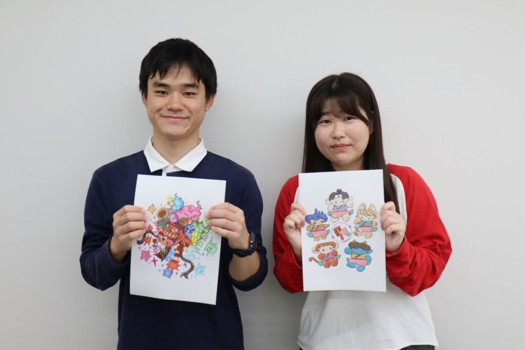 応募277点から最優秀賞・優秀賞に　岡山ビジネスカレッジ アニメイラスト学科の2年生2名、「おかやま桃太郎まつり」キャラクターイラスト学生コンテストで受賞