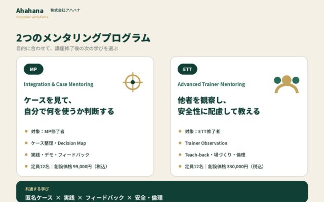 株式会社アハハナ、NLP修了者向け「卒後実践教育」を2027年1月より開始