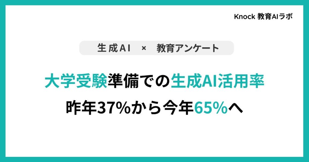 【生成AI×教育】大学受験での生成AI活用率、昨年の37%から65%へ。「解答の添削」での活用が拡大