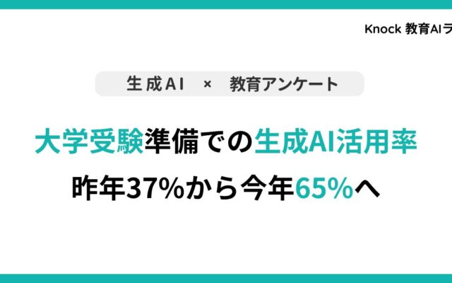 【生成AI×教育】大学受験での生成AI活用率、昨年の37%から65%へ。「解答の添削」での活用が拡大