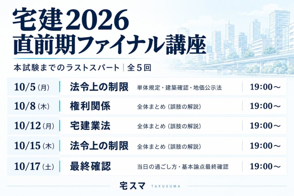 【440円で視聴可】カリスマ講師の神講義で5点もぎ取れ! 宅建試験への最後の悪あがき!