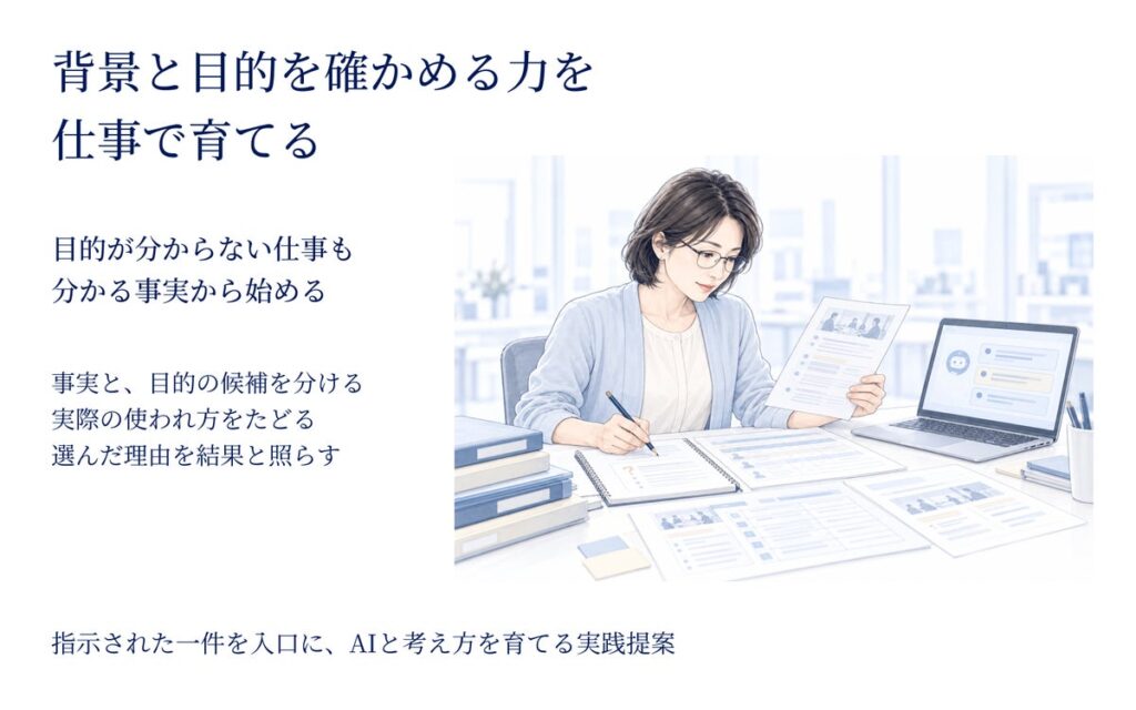 背景と目的を確かめる力を仕事で育てる 指示された仕事からAIとの共働を広げる実践資料を公開