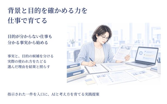 背景と目的を確かめる力を仕事で育てる 指示された仕事からAIとの共働を広げる実践資料を公開
