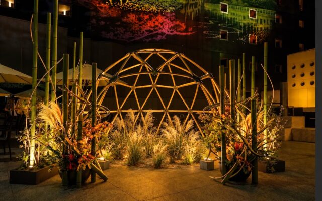 京都駅に、竹のいけばなアート“月夜の竹林”が登場